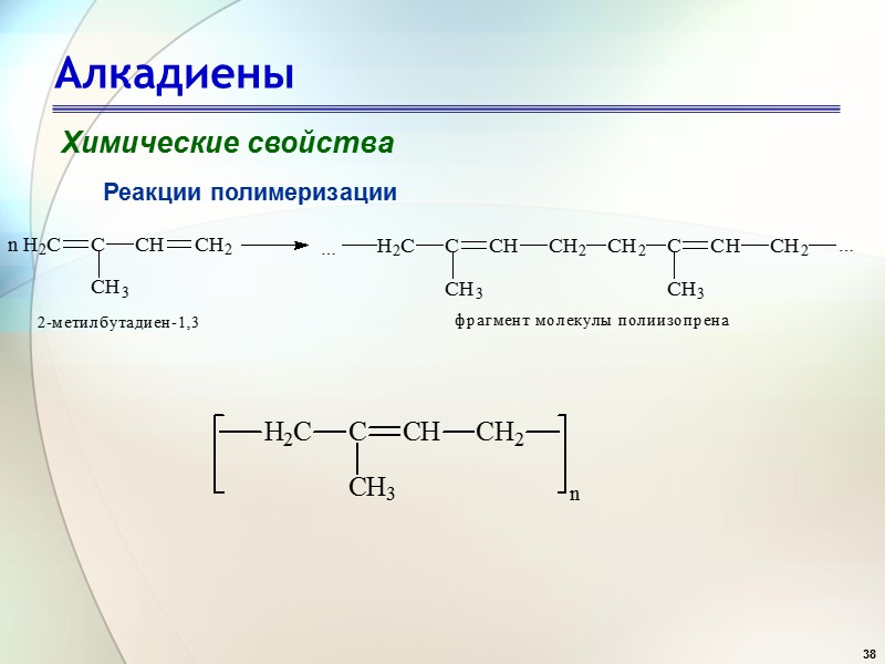 38 Алкадиены Химические свойства Реакции полимеризации
